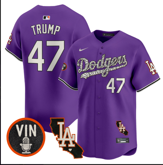 Men Los Angeles Dodgers 47 Trump 2025 purple Limited Stitched Jersey